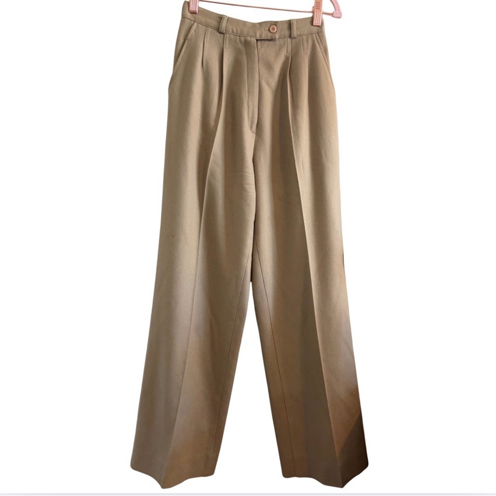 Vintage Sears High-Waisted Wool Trousers | Tan Neutral Slacks | Size 8